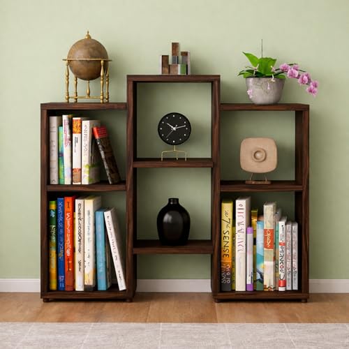 Image of Enigmatic Woodworks Wooden Large Open Bookshelf Multipurpose for Home Rack Showcase Organizer for Living Room I Study Room I 6-Tier I Finish-Suede DIY (Wenge) 24 x 90 x 90 cm