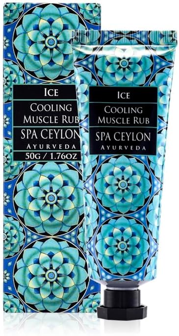 Spa Ceylon ICE Cooling Muscle Rub | Naturally Soothe | Natural Rub-On Treatment & Massage Therapy Balm | with Peppermint, Spearmint, Olive | 50g