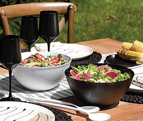 Plastic Serving Bowls Disposable Black Plastic Serving Bowls For Parties Large Salad Bowls For Buffet, Catering Or Salad Bar Snack Bowls For Birthday [5 Pack - 96 Oz] #TOP4