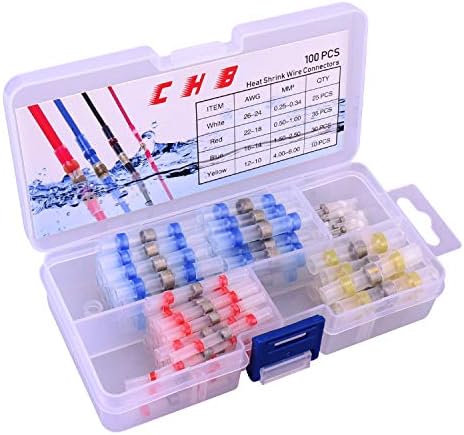 Solder Seal Wire Connectors, 100pcs, White, Red, Blue, Yellow, Black, Brass, Polyolefin, 125°C, CE Certified
