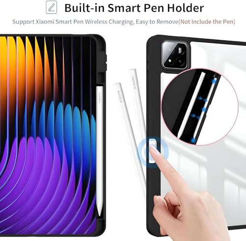 Image of ProElite Cover for Xiaomi Mi Pad 8 /Pad 8 Pro 11.2 inch case Cover, Transparent Flip Case for Mi Pad 8 /Pad 8 Pro 11.2 inch with Pen Holder (Supports Auto Sleep Wake Function), Black