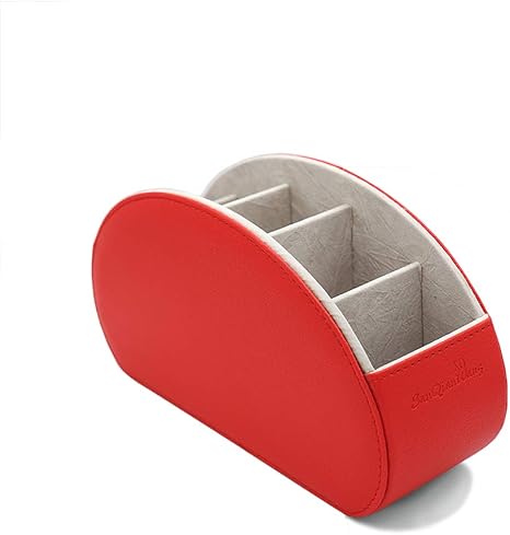 Amazon Awesomes リモコンラック Puレザーリモコンホルダー 卓上リモコン収納ボックス 卓上小物収納ケース レザー製オシャレ収納ボックス レッド リモコンラック オンライン通販