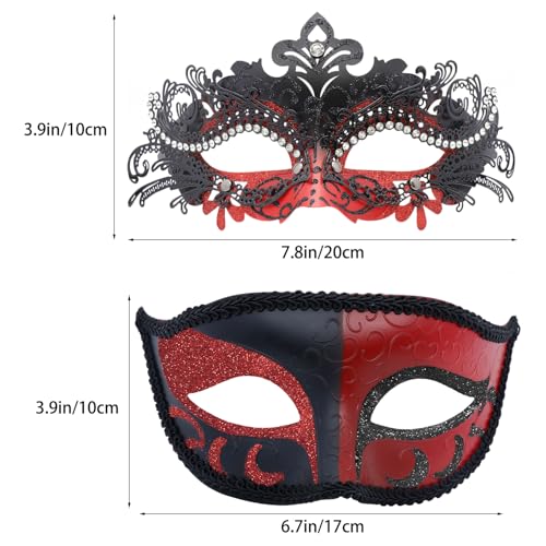 Image of Coddsmz Couple Masquerade Mask Set - Venetian & Mardi Gras Mask for Women & Men
