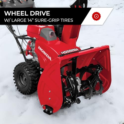 Image of Honda HSS928 28-Inch Two Stage Snow Blower with Electric Start, Pneumatic Sure-Grip Tires, Clears Up to 1900 Pounds per Minute with 52-Foot Max Throwing Distance, Self-Propelled (HSS928AAWD)