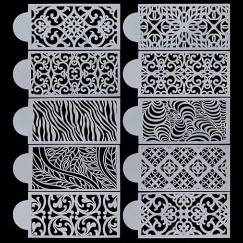 GORGECRAFT 10-Piece Cake Decorating Stencils Cover