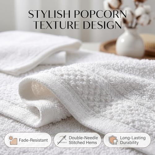 10PC Bath Towel Set, 100% Cotton Towels for Bathroom, Spa, Hotel, Super Absorbent, Lighter Weight, 372gsm, Quicker to Dry, Long Lasting, Set Includes 4 Bath, 2 Hand, 4 Washcloths - 1