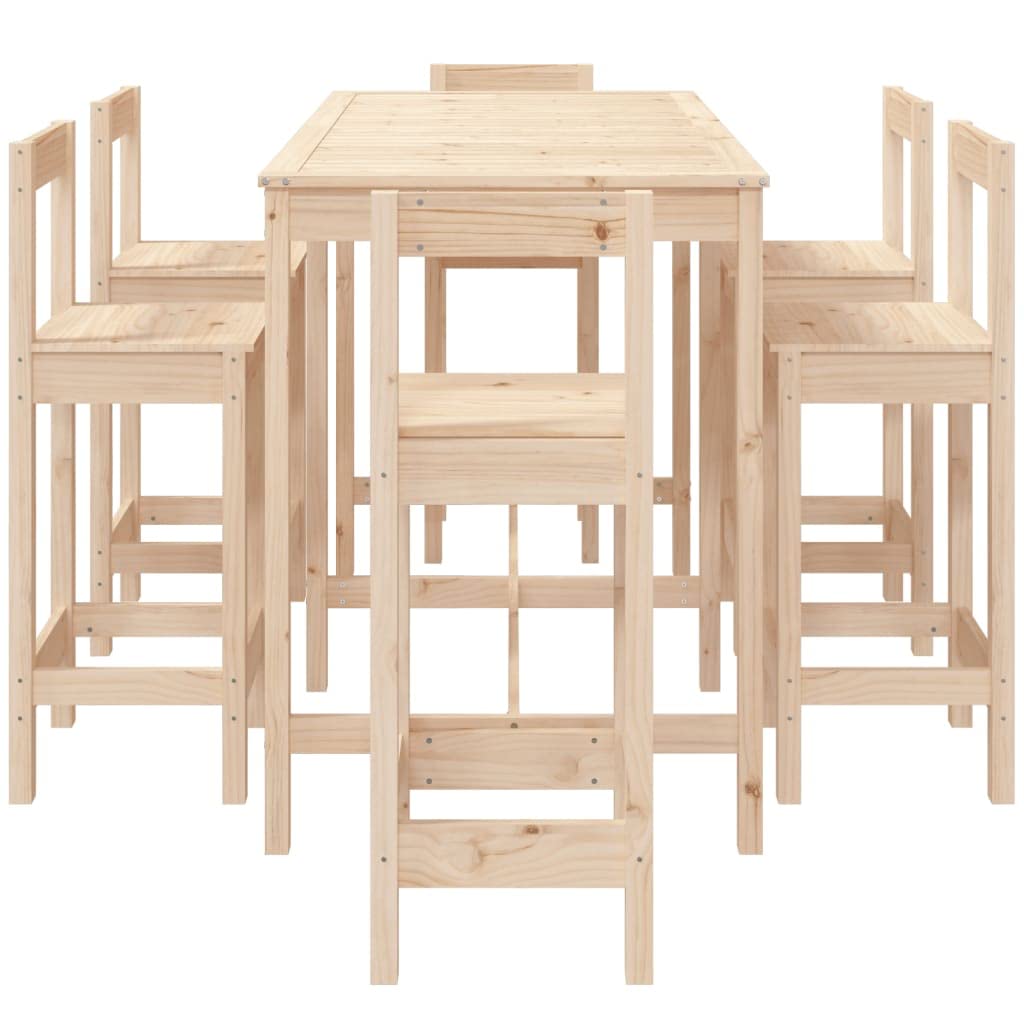 vidaXL Set de Mesa y taburetes Altos jardín 7 pzas Madera Maciza Pino, Juego de Bar para jardín, Muebles de Pub, Muebles de jardín, Muebles de Bar