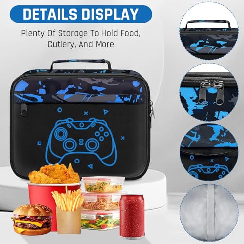 Gamer Rolling Backpack for Boys - 3PCS Boys Rolling Backpack with Lunch Box Set for Kids Children Teens Elementary Middle School,Glow in The Dark Roller Bookbag with Wheels for Age 6-184