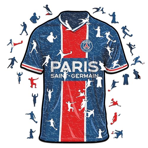 Iconic Puzzles - PSG Maillot, puzzle en bois sous licence officielle, 100 % durable, cadeau pour adultes et enfants, taille S, 150 pièces