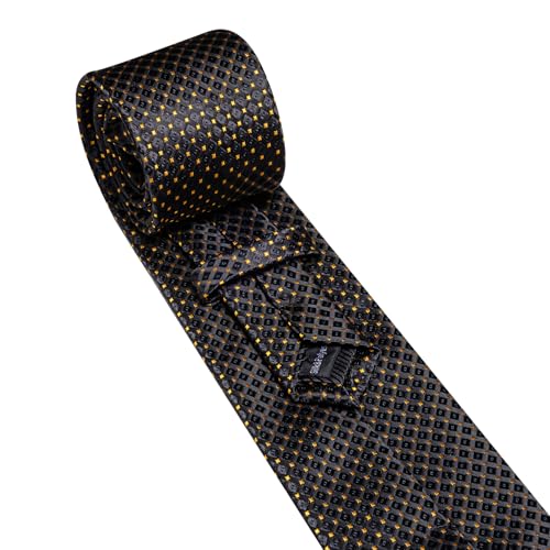 Image of YOHOWA Men Plaid /Striped Ties Set Silk Business Wedding Formal Fashion Necktie and Pocket Square Cufflinks Set