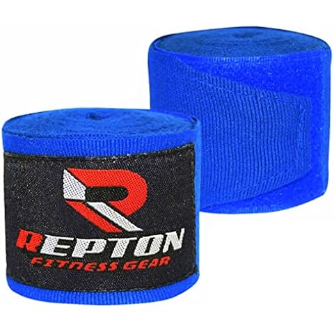 Boxing Hand Wraps for Men- Cotton Hand Gloves with Hook & Loop Strap & Thumb Loop -Elasticated Bandages Wrist Support tape -Great for MMA, Muay Thai, Kickboxing- Unisex Adult Pair (Blue) Cover