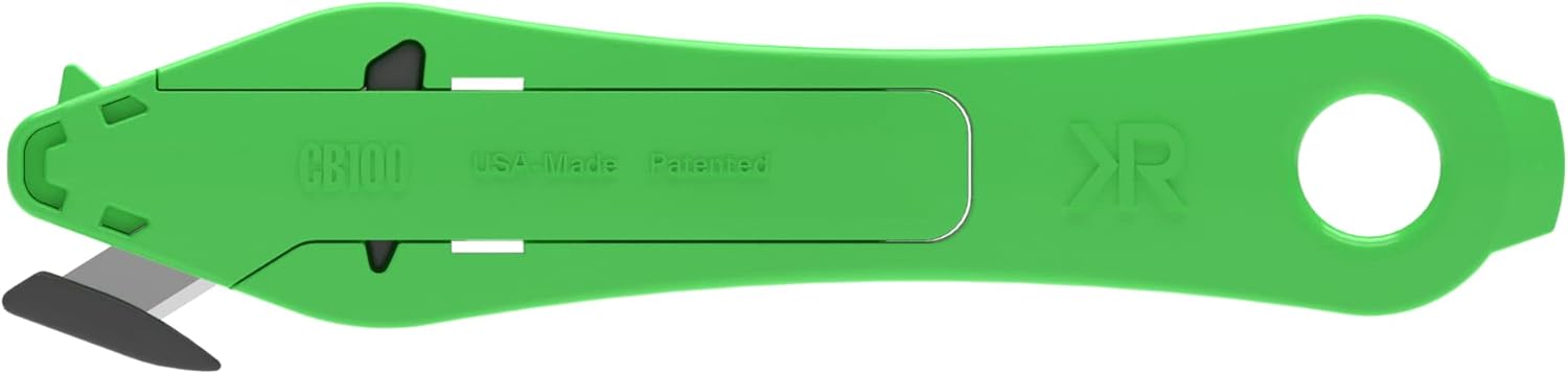 CB100 Box Cutter, Concealed Blade Avoids Contact With Skin, Flowthrough Technology™ Minimizes Friction, Optimal Blade Angle Lowers Force Needed For Cutting, Ergonomic Ambidextrous Handle