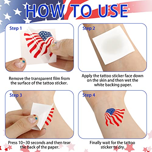 Runloon 10 Sheets 4Th Of July Temporary Tattoos Patriotic Temporary Tattoos Red White And Blue Party Supplies Usa Face Tattoos For Usa Party Favors Decorations Patriotic Party Independence Day Party #TOP4