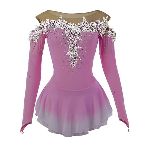 Nnnnydjy Lady's Artistic Figure Ice Skating Competition Dresses Rhythmic Gymnastics Leotards for Girls Fashion Gradient,A,5_8Years