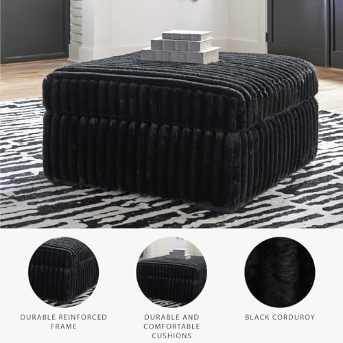 Image of Signature Design by Ashley Midnight-Madness Casual Upholstered Oversized Accent Ottoman, Black