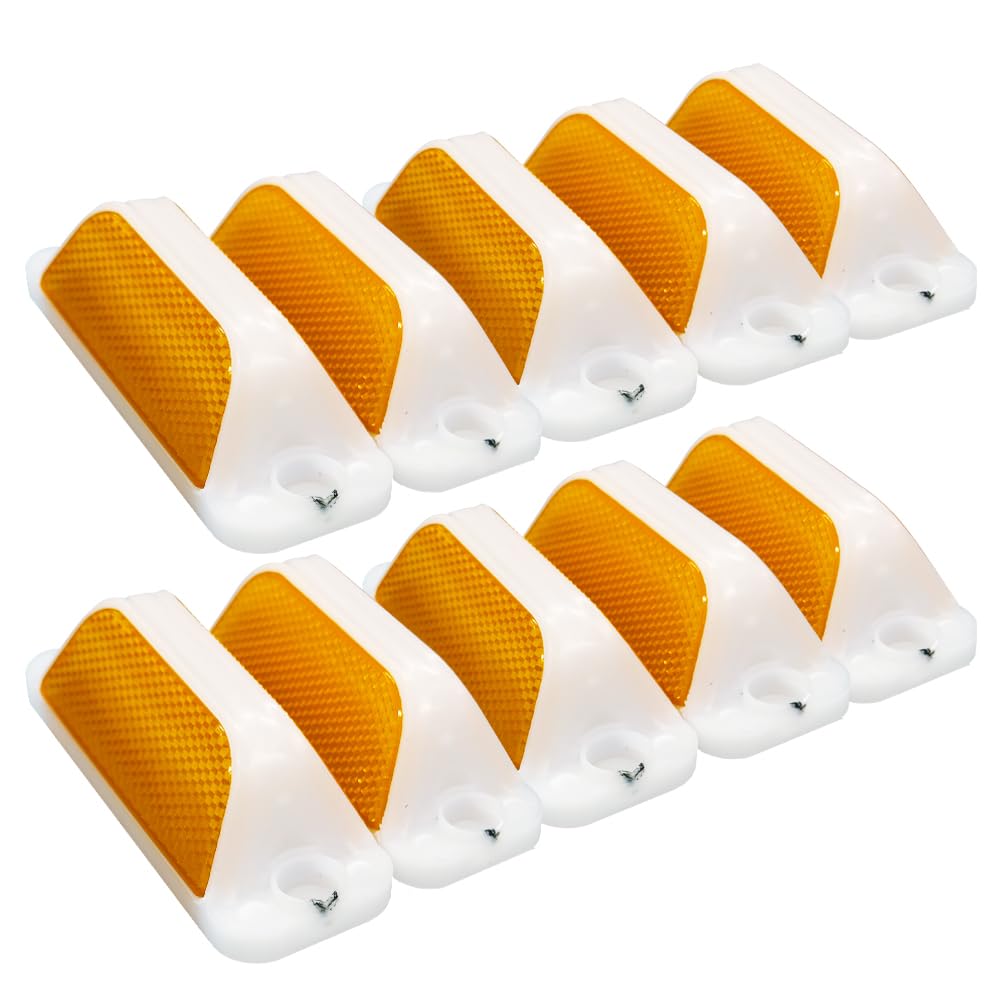 Amazon.co.jp: 反射タイプ道路鋲 10個セット イエロー 道路反射板 高い