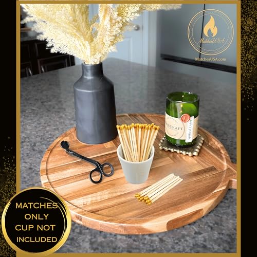 Image of 200 Count | 4 inch Long Gold Tip Matches | Color Safety Match Bundle (4 inches) | Replacement Refill Long for Fireplace & Candles | Wooden Wood Matchsticks