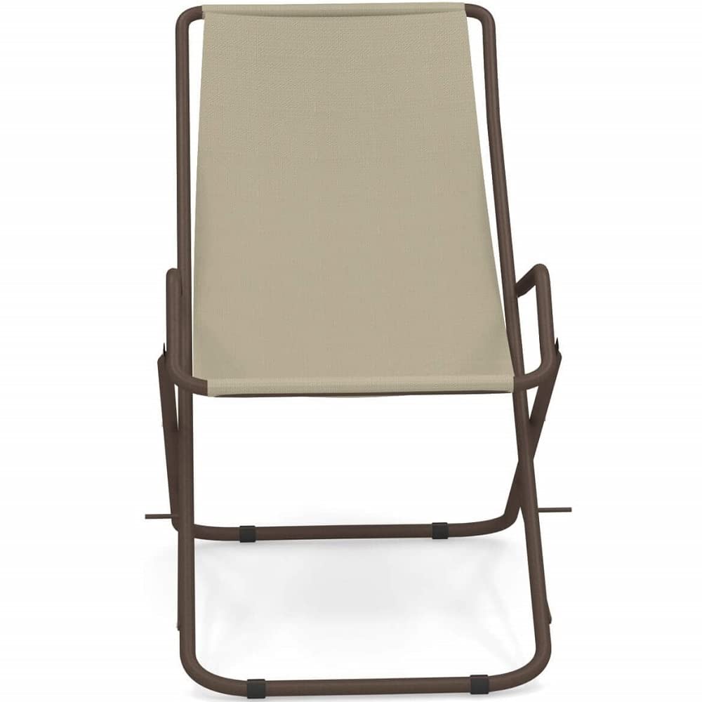 Emu Bahama Sdraio Oscillante Pieghevole Art. 170 Colore Marrone d'India 41 Telo in Textilene Colore Beige