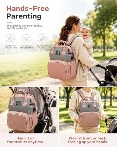 Image of houscly Diaper Bag Backpack with Changing Station,Baby Bags New Mom Gifts Panaleras Para Bebe Baby Girl Newborn Essentials Must Haves Baby Shower Gifts Baby Registry Search Light Blue