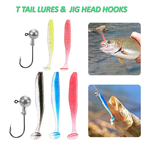 Atrair, Andoer 33 unidades de kit de iscas de pesca caixa de equipamento de pesca com anzol de cabeç