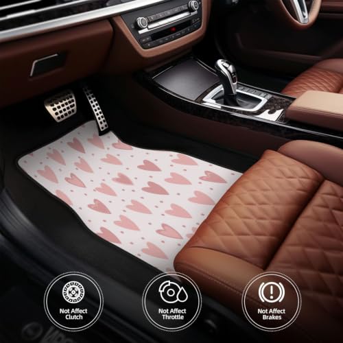 Alfombrillas para coche de neopreno con estampado de corazones en juego completo de 4 piezas 5