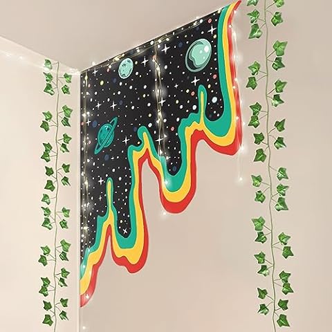 HK Studio Space Decor Wall Stickers - Hippie Space Decorations, Space Themed Bedroom Decor Cover