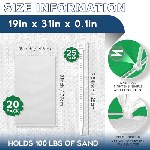 Bolsas de arena blancas de 19x31 pulgadas para control de inundaciones 2