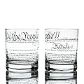 Greenline Goods Whiskey Glasses – United States Constitution (Set of 2) | 10 oz Tumblers - American US Patriotic Gift Set | Old Fashioned Cocktail Glasses
