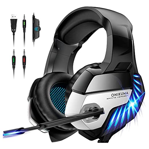 Tritium Air Diadema Audifonos Gamer para Videojuegos Xbox One, PS4, Pc, con Microfono Cancelación De Ruido Gaming Headset Onikum K5 Pro