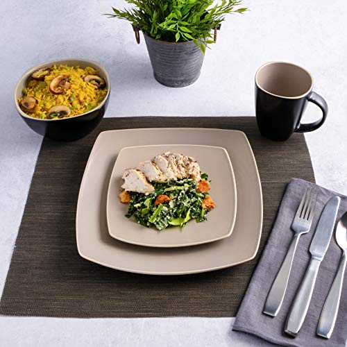 Gibson Elite Soho Lounge Dinnerware Set, Service For 4 (16Pcs), Matte Taupe #TOP3