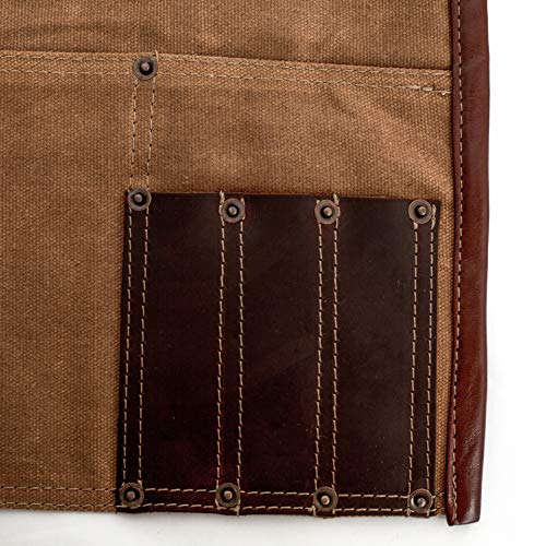 Luchuan Waterproof Waxed Canvas Tool Apron With the Adjustable Genuine Leather Belt (Khaki) by Luchuan - Used condition - Image 4