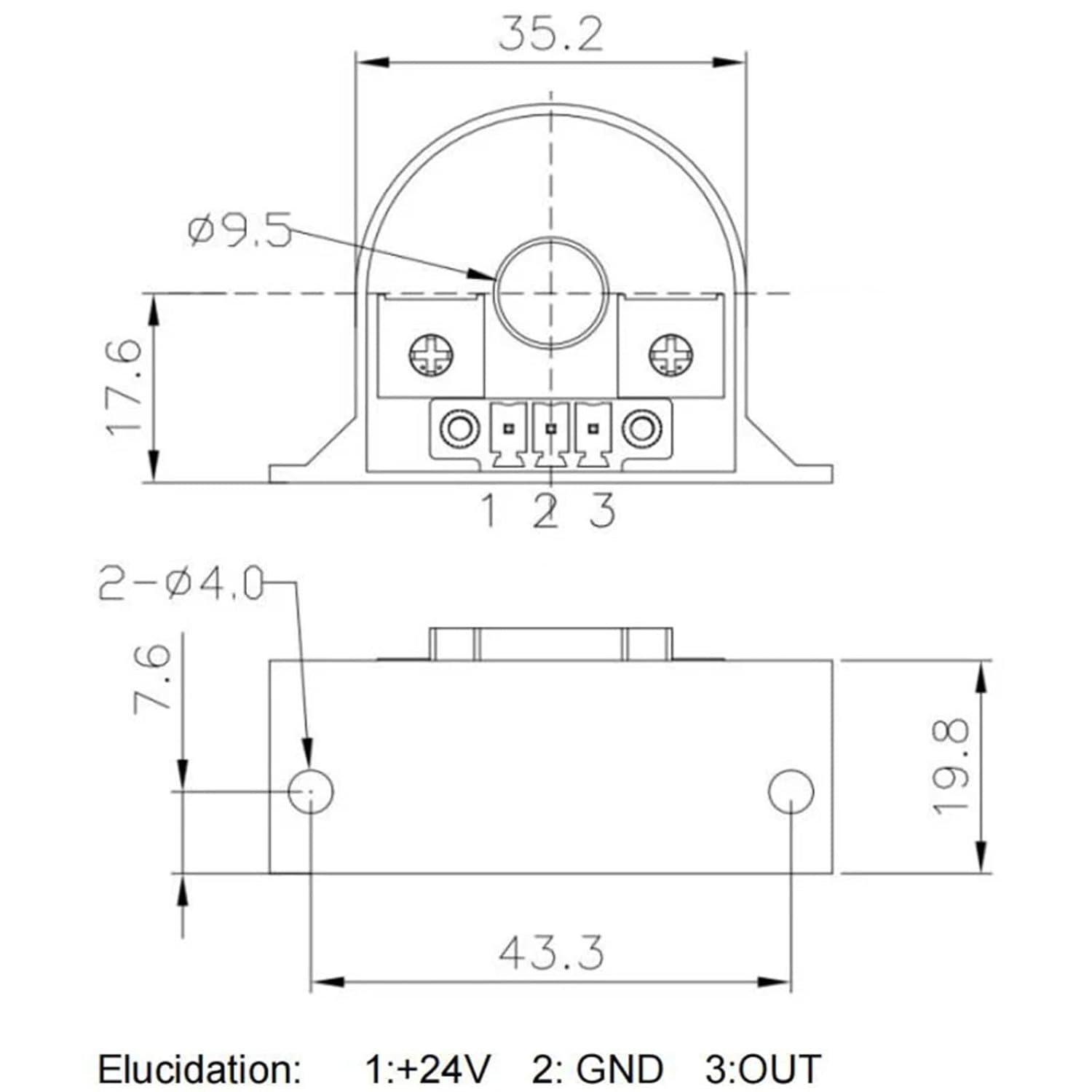 AC Current Transducer QNDB2 5A 10A 20A 50A 100A / 4 20mA Accuracy 0.5% CT Cuttent Hall Effect Current Sensor 420mA(AC 50A 4-20mA)
