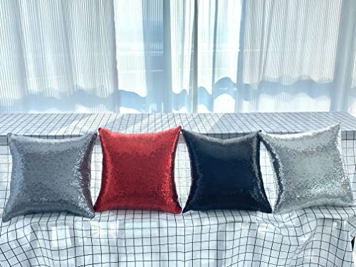 Aremazing Solid Color Glitter Sequins Home Office Decorative Pillowcase Throw Pillow Cushion Cover 16 X 16 Inches (Silver) #TOP4