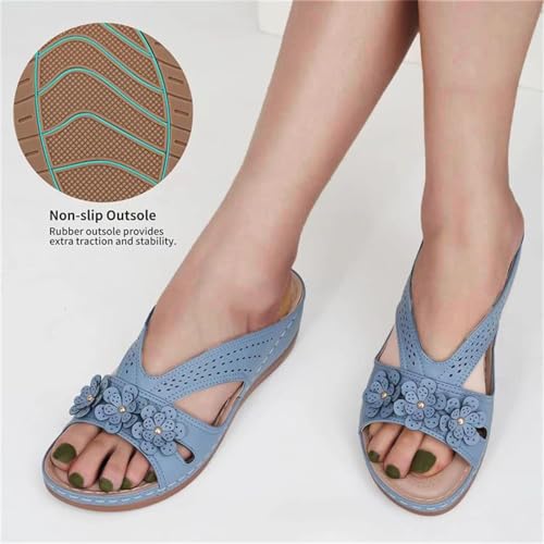 Womens Sandals Dressy Summer Hollow Out Orthopedic Sandals Casual Arch Support Slip On Low Heels Slippers4