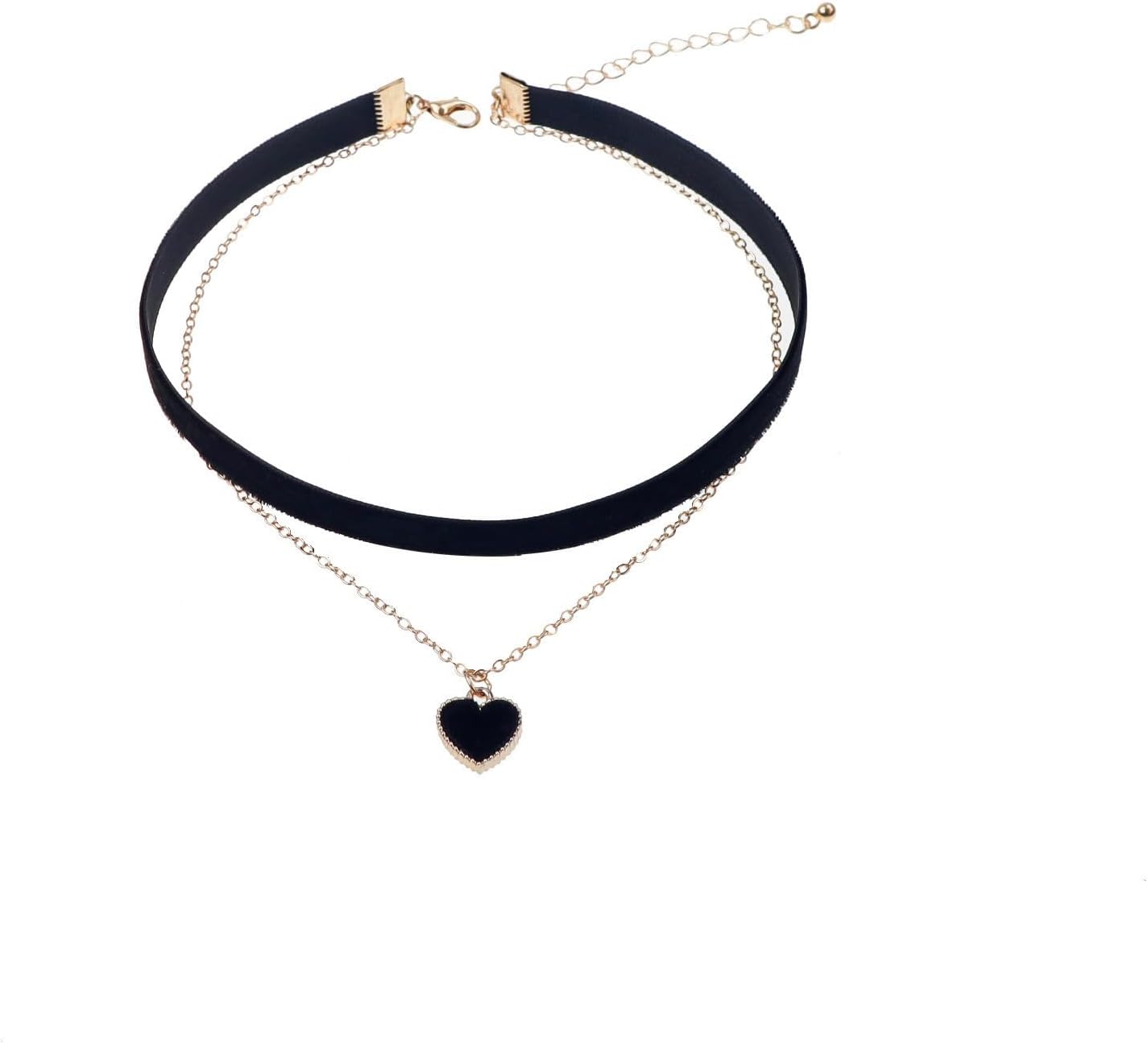 Red Heart Choker Collar Dainty Love Heart Velvet Choker for Women Layered Peach Heart Pendant Clavicle Chain Necklace Fashion Jewelry