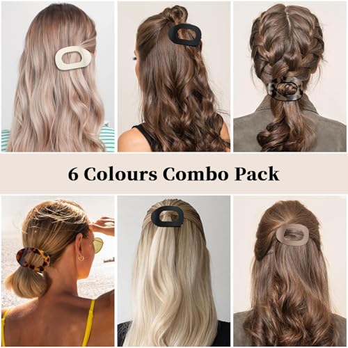 Flat Hair Clips for Women, 6 PCS Ergonomic Curved Hair Claw Clips, Flat Claw Clips for Lying, Driving, Matte Strong Hold Duckbill Hair Clips for Thin/Thick Hair, Hair Accessories for Women Girls - Image 4