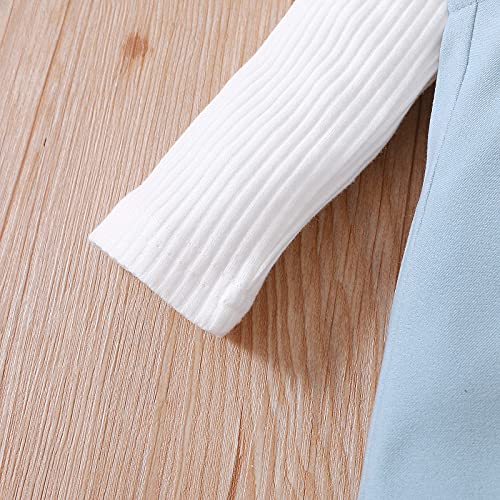 Newborn Baby Girl Fall Clothes Ruffle Long Sleeve Ribbed Romper Corduroy Suspender Skirts Infant Overalls Dress Outfits (Blue , 6-12 Months ) #TOP3