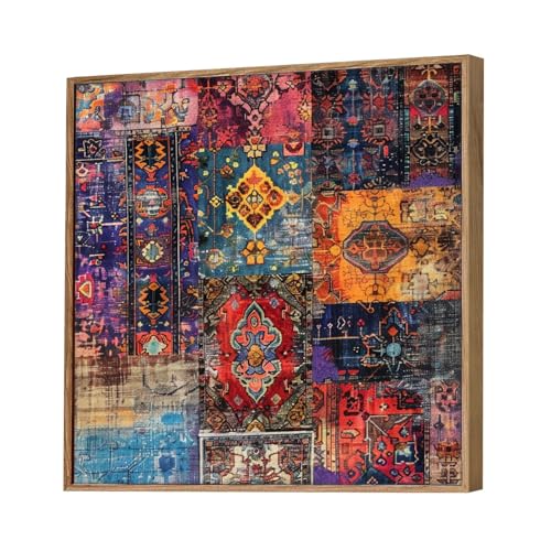 Image of PAINTINGMANTRA Large Framed Canvas Painting Colorful Abstract Wall Painting,Decorative Modern Paintings For Home, Living Room, Hotel Bedroom And Office Decor (Multi Size 23x23 Inch)