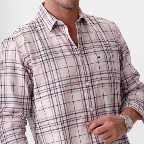 Image of BASICS 100% Cotton Checked Shirt for Men | Slim Fit | Everyday Smart Casual Wear | Full Sleeve
