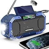 Emergency Radio Waterproof Bluetooth Speaker,Portable Digital AM FM Radio with Flashlight,Reading Lamp,Hand Crank NOAA Weather Radio with Solar Panel,5000mAH Cell Phone Charger,Emergency Survival Kit