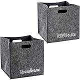 Bada Bing 2er Set Filzkorb GRAU Spruch Aufbewahrung Quadratisch Box Stabiler Korb Regalsysteme 63