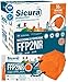 50 FFP2-Masken CE-zertifiziert farbig ORANGE SICURA Italien geprägtes Logo BFE ≥99% Made in Italy sanitisiert und einzeln versiegelt FFP2-Masken zertifiziert ISO 13485 und ISO 9001