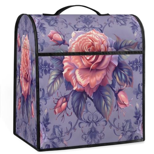 Coffee Maker Cover Vintage Rose Flower Kitchen Appliance Covers Small Appliance Covers Blender Cover Juicer Cover Dust Covers for Kitchen Appliances with Top Handle and Pockets,Washable,B303
