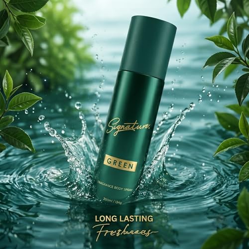 Image of Signature Deodorant Body Spray - Green | Elegant & Distinctive Fragrance | Long Lasting | Skin Friendly Deo | For Everyday Use | For Men, Women (Unisex) | Pack Of 1 (200ml)