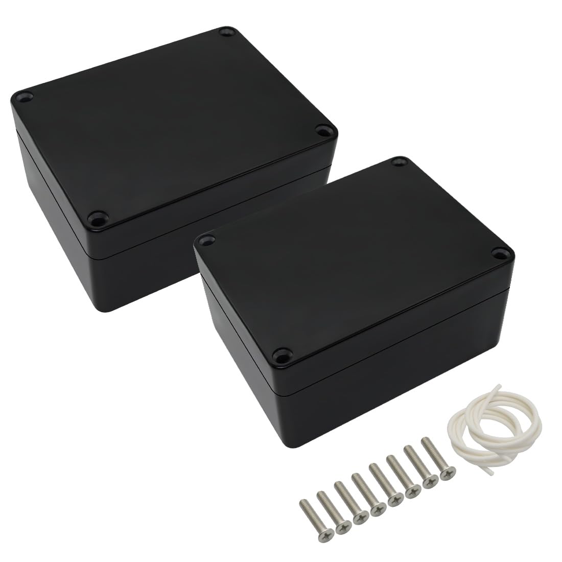 LeMotech ABS Plastic Electrical Project Case Power Junction Box, Project Box Black 4.5" x 3.5" x 2.2" (115 x 90 x 55 mm)(Pack of 2)