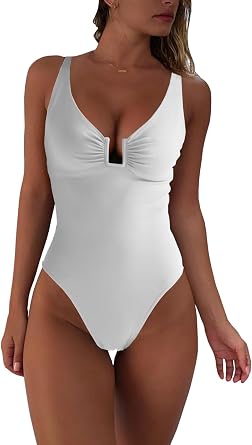 fatty tiger Womens One Piece Swimsuits Tummy Control U Wire Bathing Suit Ruched Push Up Swimwear High Cut Monokini