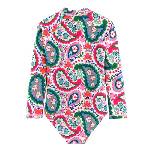 Girls Long Sleeve One Piece Swimsuit Rash Guard Swimwear Zipper Quick Dry Bathing Suits Sun Protection UPF 50+ (Ages 4-12)2