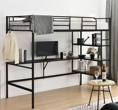 Bennbari ���t�g�x�b�h �T�C�h�I�t�� �͂����t�� �p�C�v�x�b�h ���[�I �V���O�� �ϐk �ʋC�� ��l��炵 �k���� �f�X�N�t�� �R���Z���g�t�� ��l�p loft bed (�u���b�N)