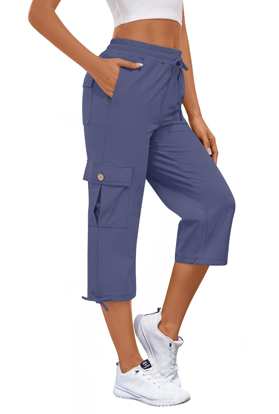 Bestbee Cargo Capris Hiking Pants for Women, Lightweight Quick Dry Outdoor Athletic Travel Casual Trousers with 6 Pockets
