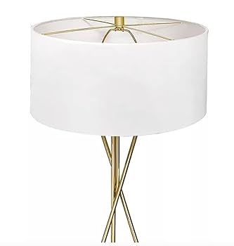 LAMPz 58in Tripod Floor Lamp with White Linen Shade-Metal
